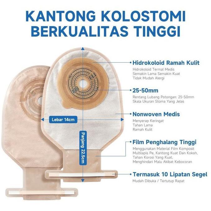 DAXZI 10pcs Kantong Stoma Bayi/Anak Colostomy Bag Drainable Kantong Kolostomi Tutup Terlipat 20-50mm