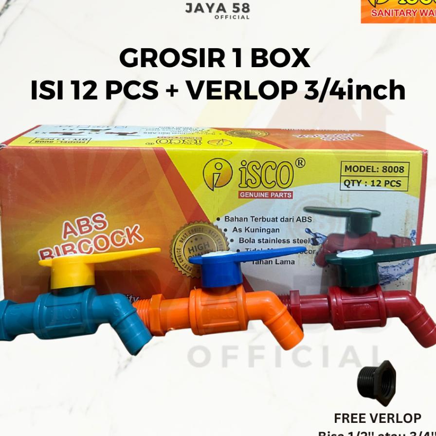 Grosir 1 Box 12 Pcs Kran Air Taman Tembok Abs Bola Stainless Double Drat1/2 Atau 3/4 Inch Isco