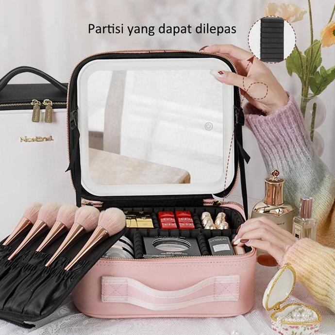 DAXZI [Ready Stock] Tempat make up tas kosmetik make up kotak make up kosmetik tempat make up LED Ma