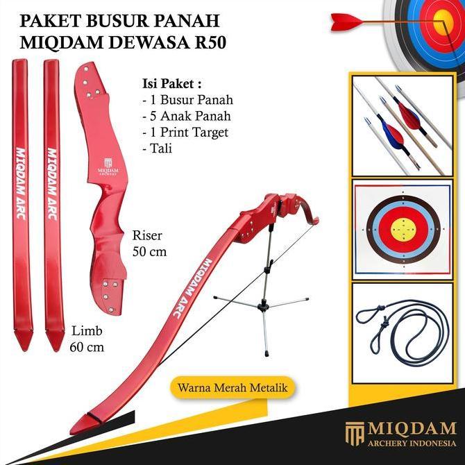 Miqdam Busur Panah Dewasa R50 Set Olahraga Outdoor AM
