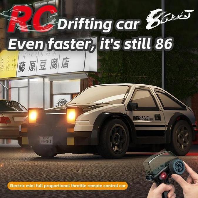 Ready Poko Mobil Rc Drift Mini 1/64, 4Wd Kecepatan Tinggi - Remote Control Ae86 Dengan Lampu Led & S