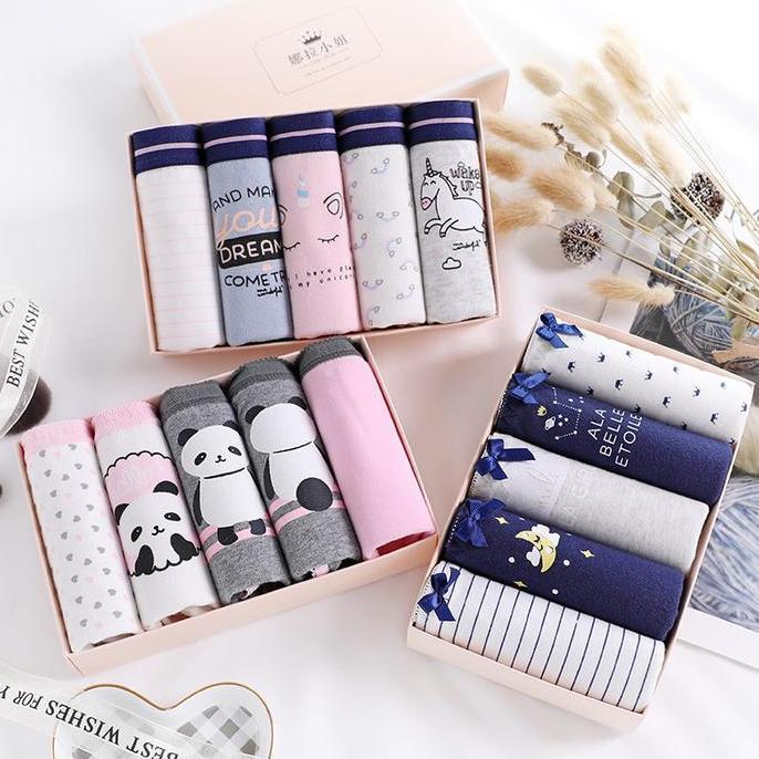 Donje- Cd Nita / Celana Dalam Perempuan Nita Box Set Underwear Karakter Lucu Katun / Giftset Seserah