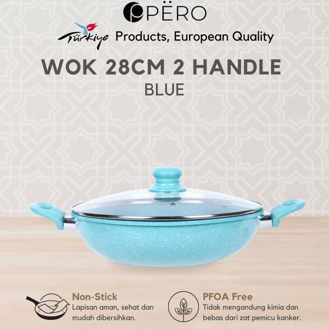 [RICKY HALIM] PERO MER CIN WOK 28 CM 2 HANDLE + LID MURAH