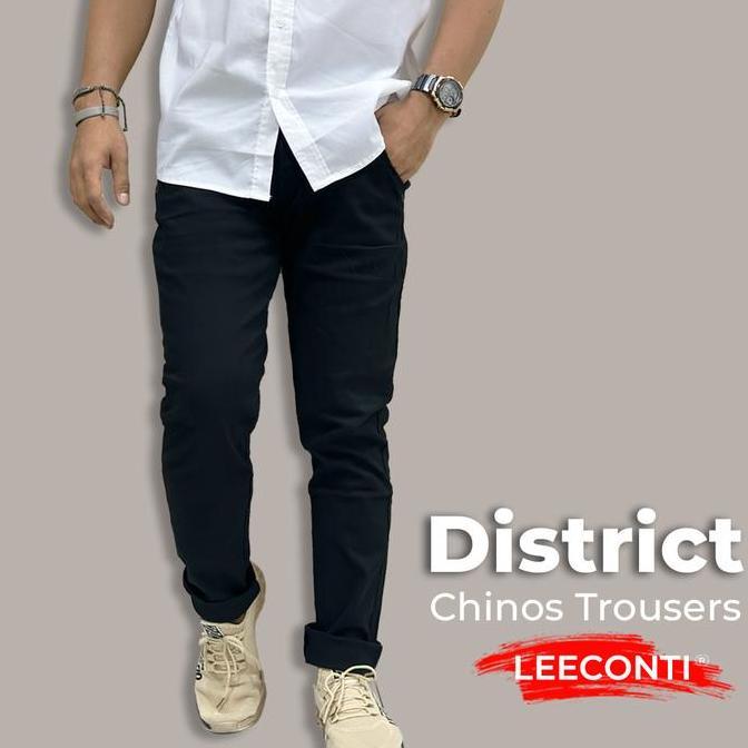 LEE CONTI Celana Panjang Pria Chinos Stretch District