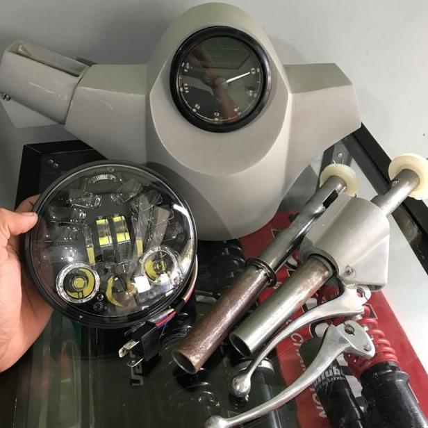 Stang kepala vespa new px spidometer digital headlamp daymaker