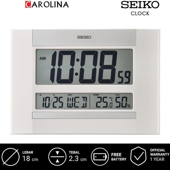 Termurah Jam Beker Seiko Digital Qhl088W White Plastic Case Lcd Dial Thermometer Hygrometer Desk Tab