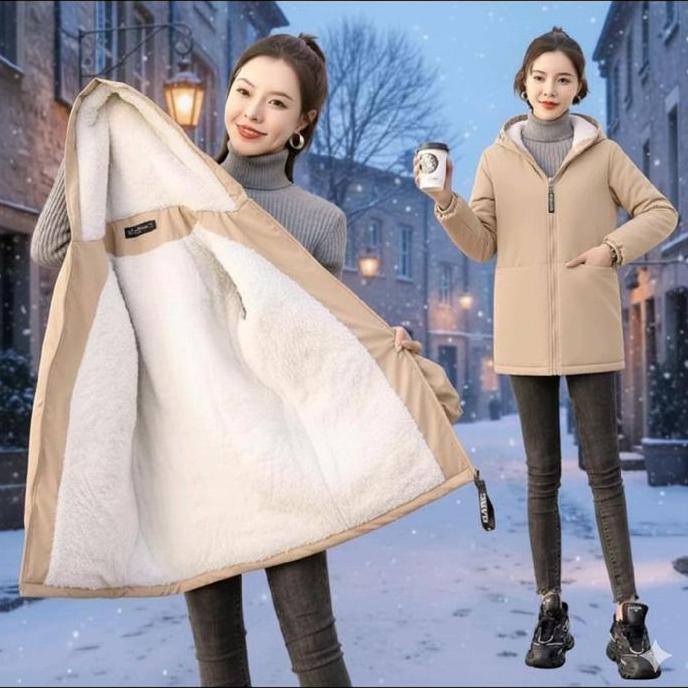 Jaket Musim Dingin ke Dieng Wanita Jepang High Quality Ultra Light Thermal Tech Bulu Halus Hoodie Uk
