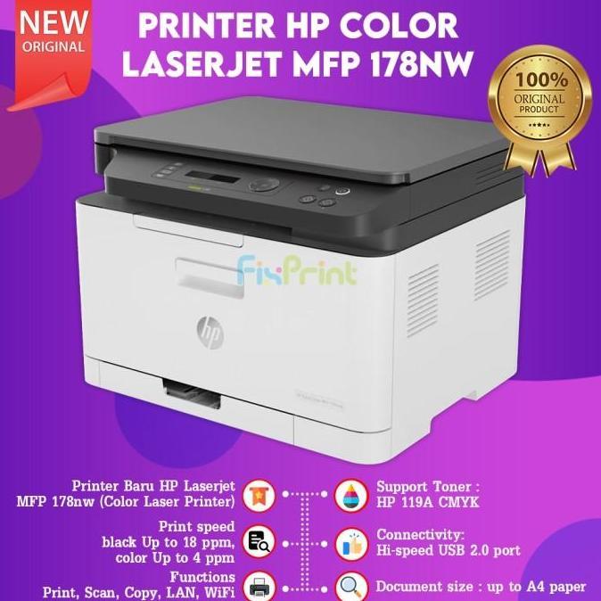PRINTER HP LASERJET MFP 178NW WIRELESS WIFI LAN LASER COLOR MFP M178NW MURAH
