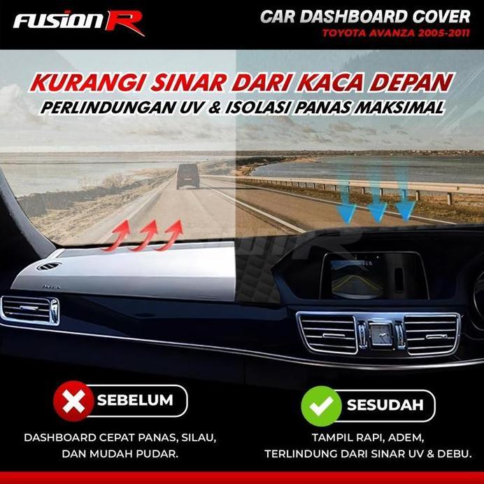 Car Cover Fusion R Dashboard Mobil Avanza Xenia 2005 - 2011 Premium Custom Fit / Pelindung Dashboard