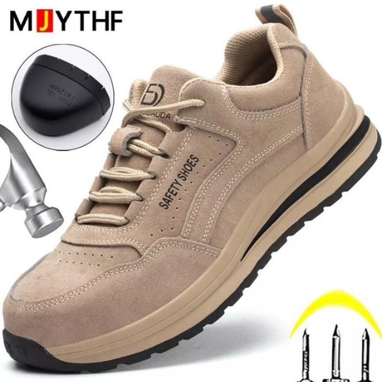 Terlaris Sepatu Safety Casual Pria Dan Wanita Ujung Besi Bahan Kulit Sapi Asli