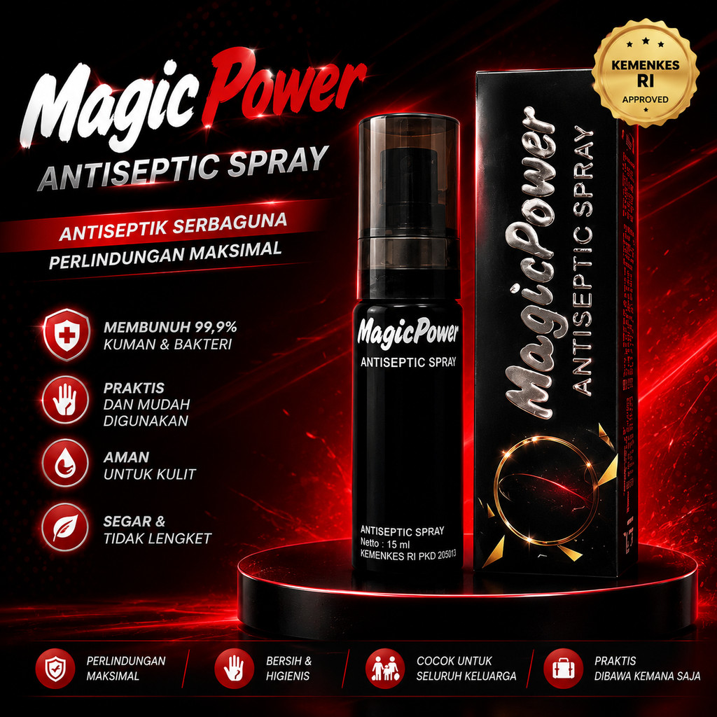 Tissue Antibacteria Magic Power Antiseptic Spray 15Ml Tinggal Semprot Pereda Nyeri Olahraga