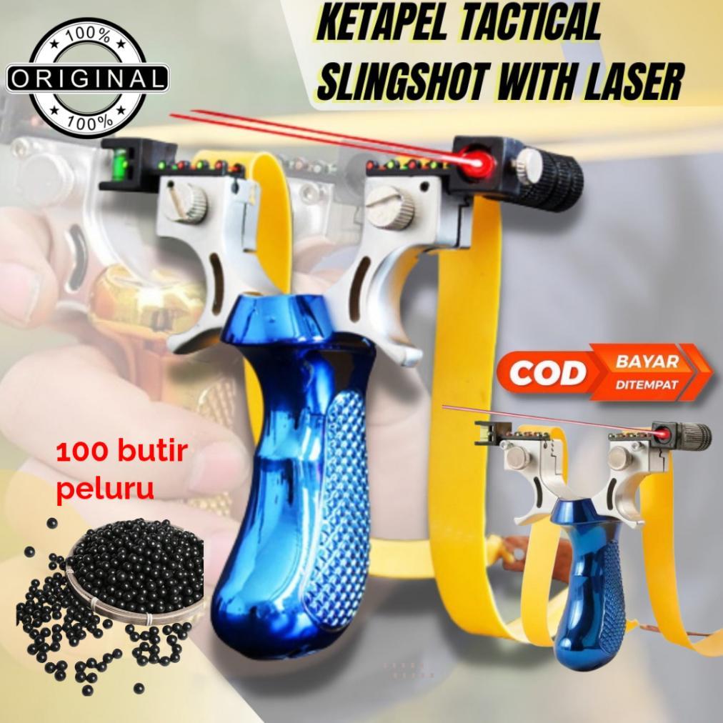 KETAPEL LASER PLUS 100 BUTIR PELURU/ALAT BERBURU BURUNG IKAN HIGH QUALITY PLINTENG LASER MODERN