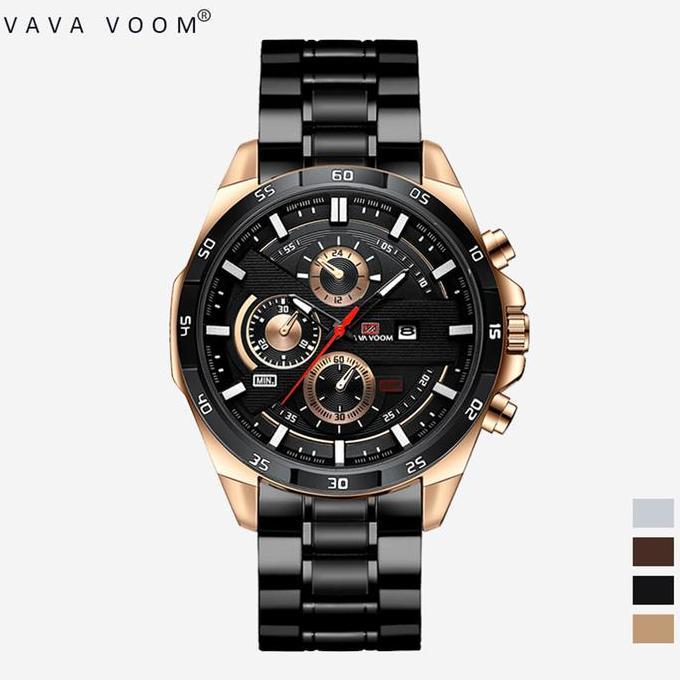 Horfa- Jam Tangan Pria Vava Voom 216G Kronograf Kalender Analog Quartz Hadiah Tches