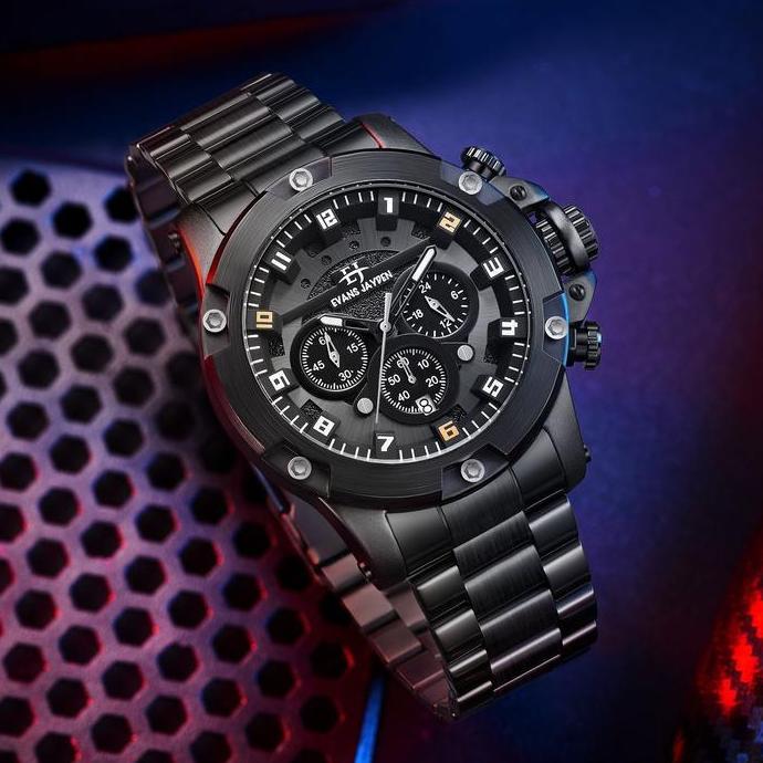 Orologio- Evans Jayden Jam Tangan Pria 9838 Rantai Stainless Steel Kaca Sapphire Chronograph Ter Res