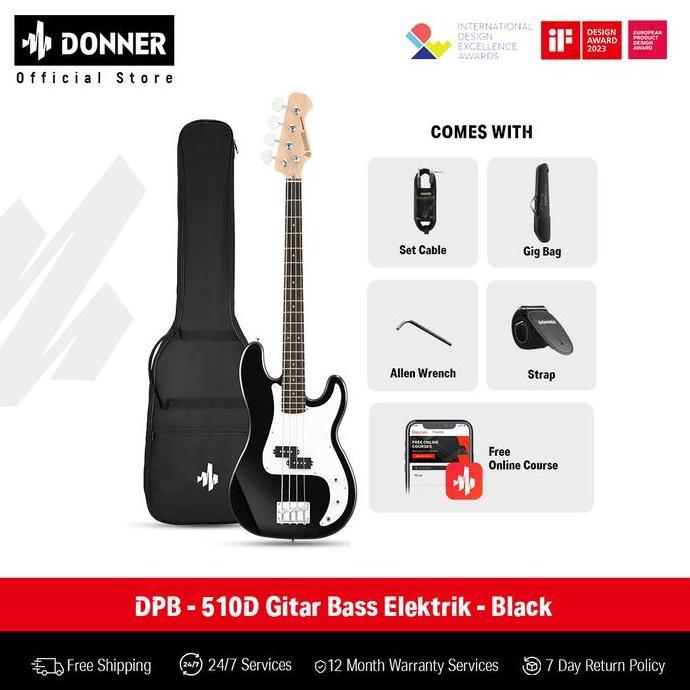 Donner DPB - 510D Gitar Bass Elektrik - Black