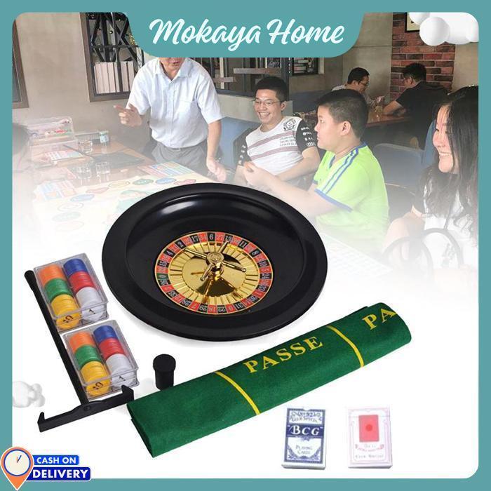 Mokaya Home - Roulette Casino Set 41cm Roulette Minum Permainan Pesta Roulette Wheel Permainan Rolet