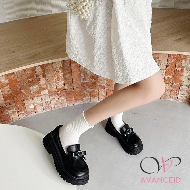 BIG SALE AVANCEID 1909 LOAFERS SEPATU SNEAKERS WANITA KERJA DOCMART HITAM