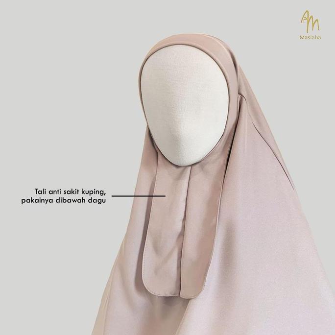Maslaha Niqab | (ZHAFIRA SERIES) - (Long FK Saja) Zhafira Long French Khimar Hitam | Long FK Instant