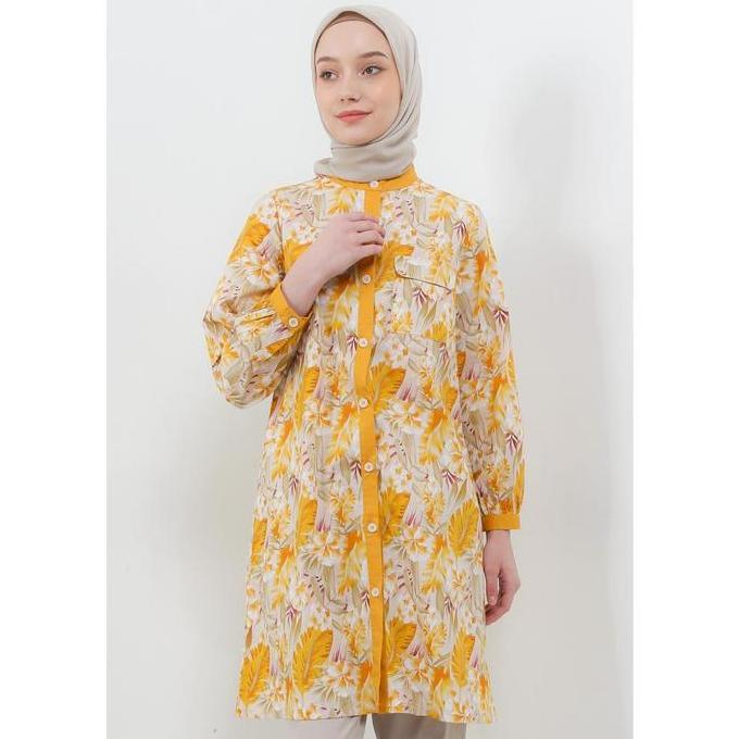 MFMW Azzafira Tunik Kuning Motif Bunga