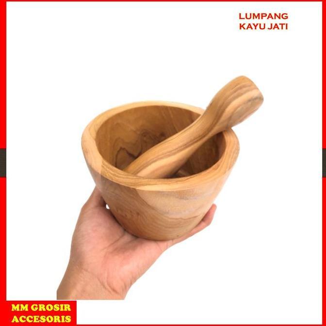 Lumpang Lesung Kayu Jati Premium / Set Lesung Kayu Jati PT