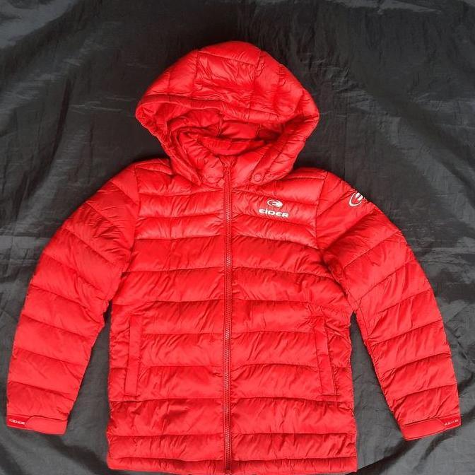 '' JAKET GUNUNG HIKING WINTER EIDER BOYS DOWN HOODIE RED ORIGINAL *