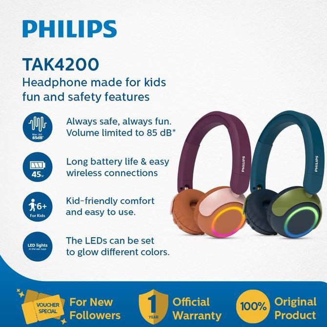 Philips TAK4200 On-ear Wireless Headphone For Kids