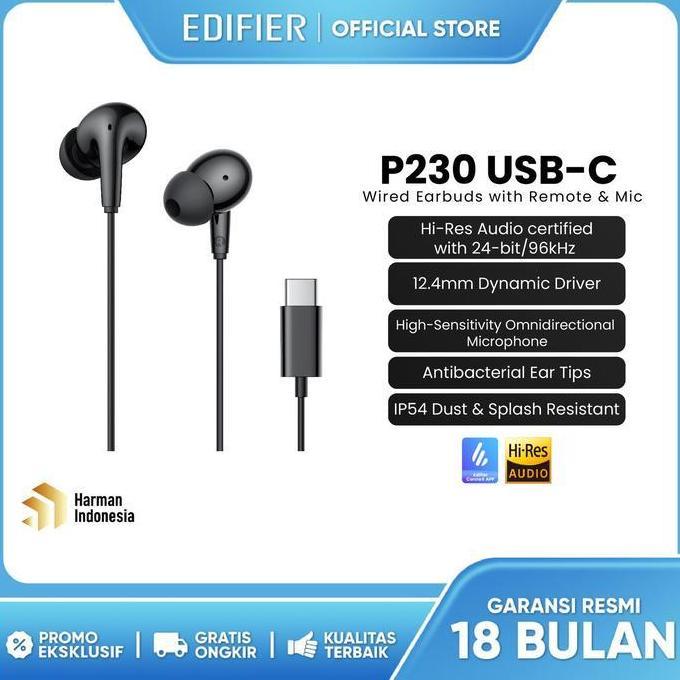 Edifier P230 USB-C Wired Earbuds with Remote and Mic