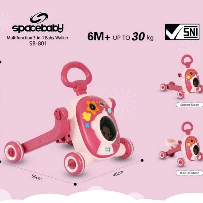 Baby Walker 3 in 1 Spacebaby SB 801 Multi Function Alat Bantu Jalan Bayi SB801 3in1 SB-801