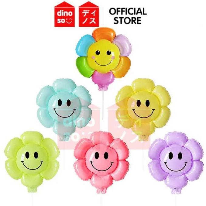 Allthebest Balon Foil Stik Bunga Daisy Smile Warna Warni Led Non Led Balon Bunga