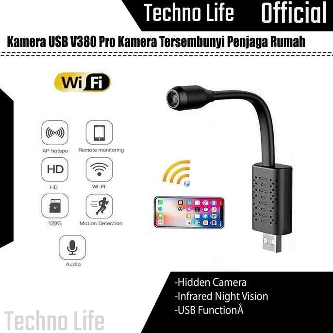 Kamera CCTV USB Mini V380 Pro 1080p HD Kamera Tersembunyi Pemantau Rumah