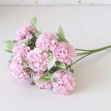 Pilihan - Bunga Krisan Warna Soft 6 Pom Pom Tanaman Plastik Dandelion Pompom