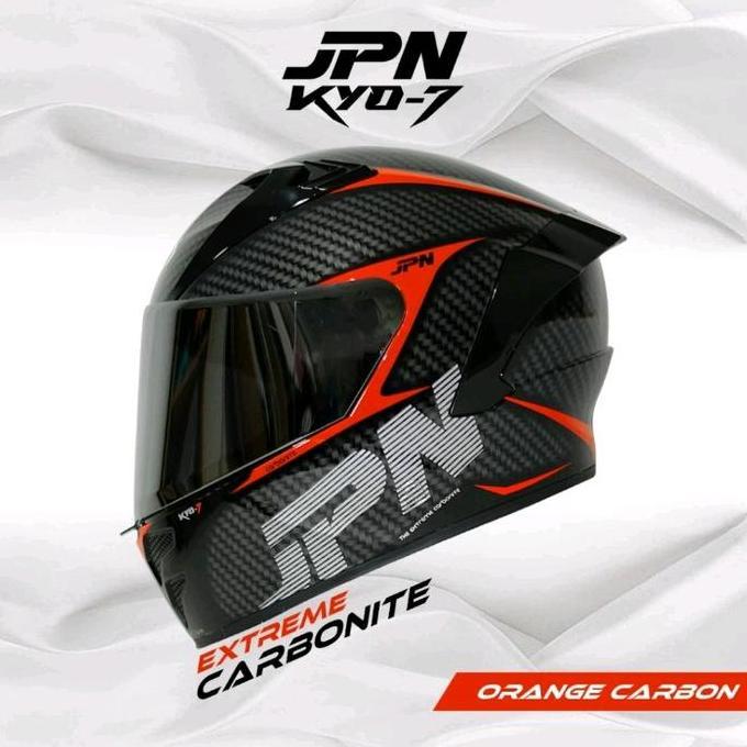 Helm Full Face JPN KYO-7 Carbon dengan Double D Ring dan Slot Intercom - Tersedia dalam ukuran M L X