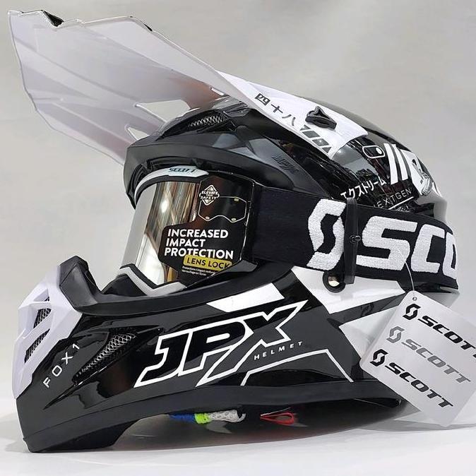 Helm Jpx Fox1 X48 Black White Glossy Cross Trail Google