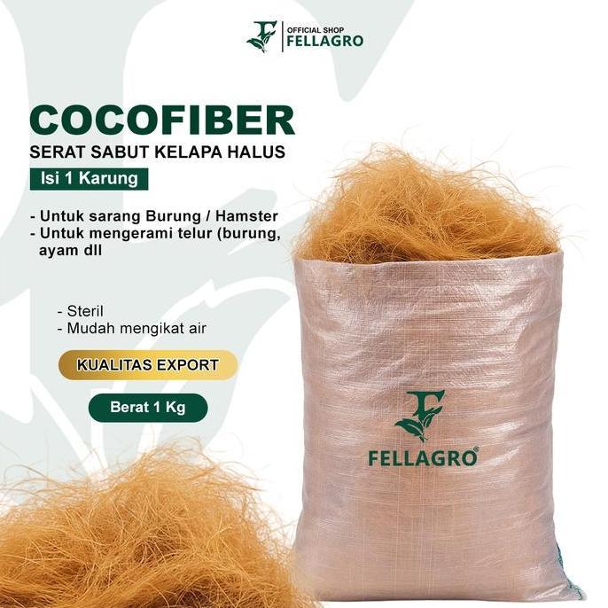 Parque - Fellagro Cocofiber 1 Karung 1Kg Serat Sabut Kelapa Halus Kualitas Export Untuk Sarang Burun