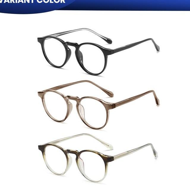 Kacamata Frame Bulat Tr90 Ringan Dan Nyaman Lensa Photocromic Blueray Glasses Anti Cahaya U Pengguna