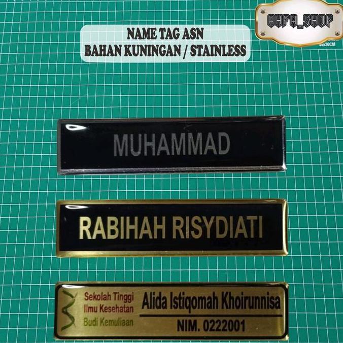 Name tag ASN / PNS atau Paket Name tag bahan kuningan / stainless