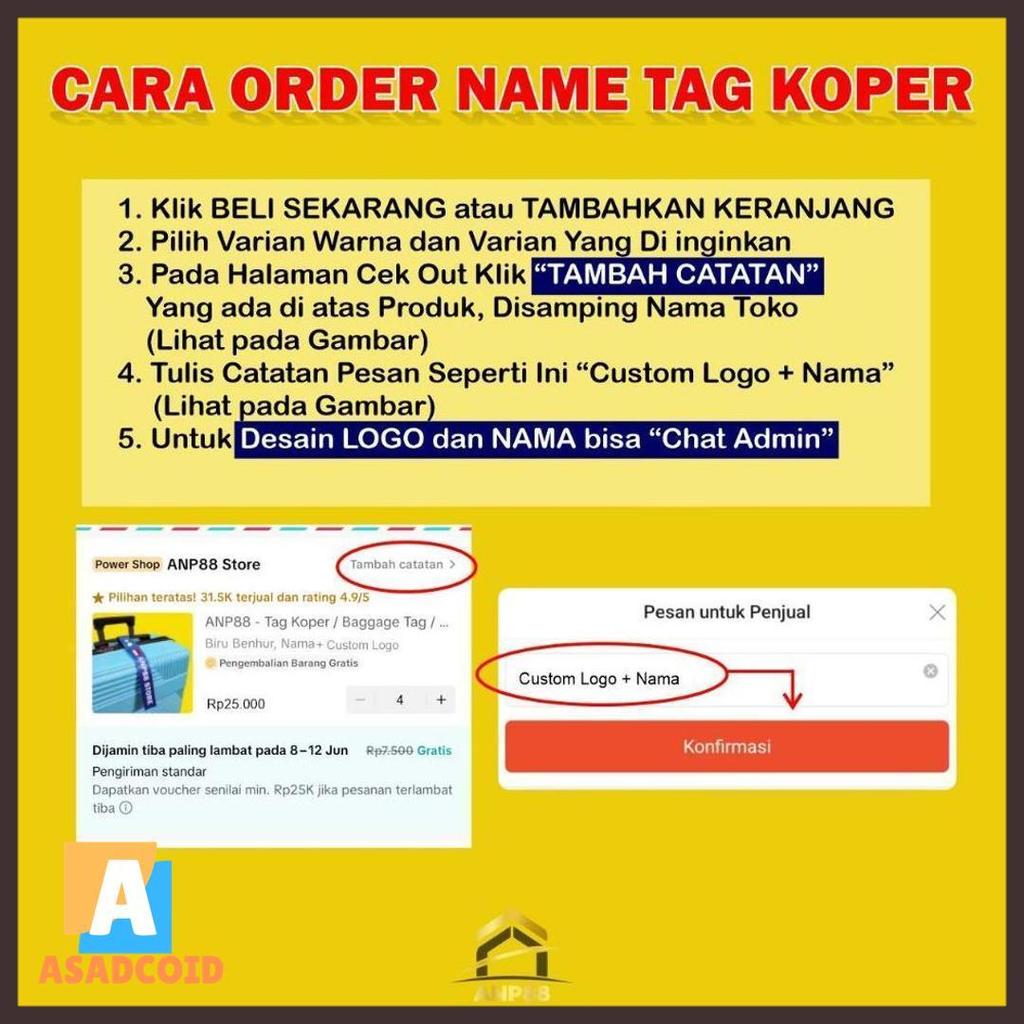 Promo Anp88 - Tag Koper Custom Desain / Baggage Tag Custom/ Gantungan Penanda Koper Custom Nama Dan 