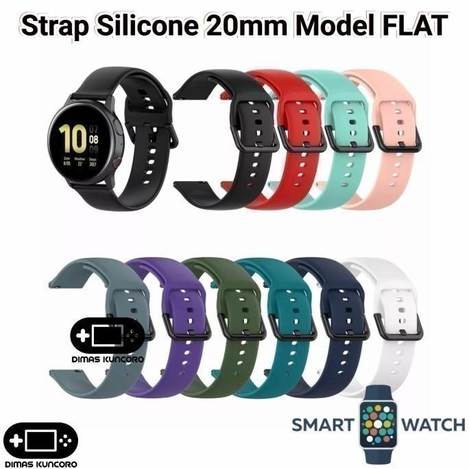 Strap Silicone 20mm FLAT Huawei Watch GT3 Pro 43mm Silikon Tali Jam