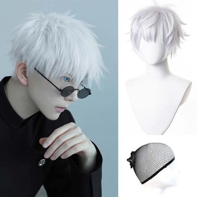 ADX Rambut Gojo Satoru Putih Gojo Satoru Wig Anime Cosplay Wig Jujutsu