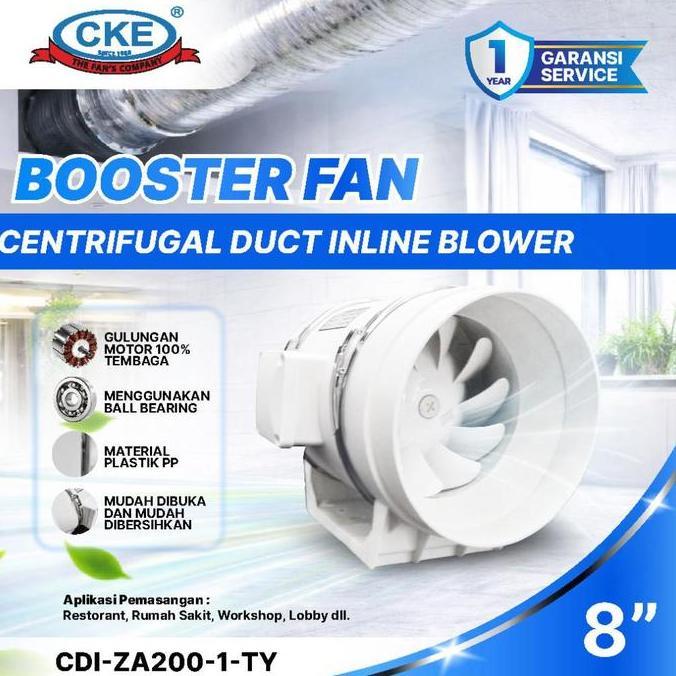 Allthebest- CKE Inline Duct Fan Plastik 8 Inch Kipas Booster Ventilasi Fan