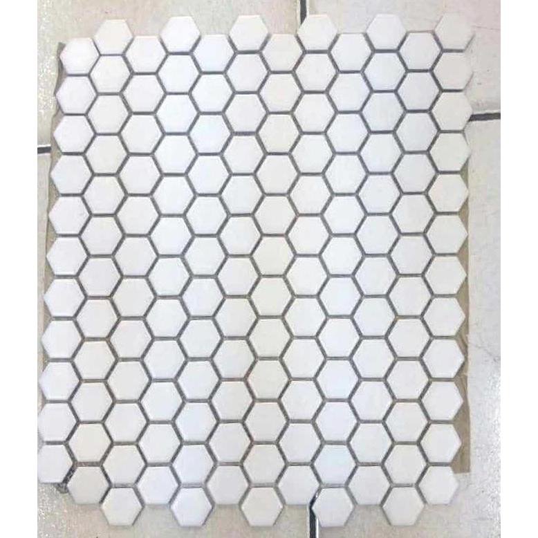 Sar- Keramik Mozaik Hexagonal Putih