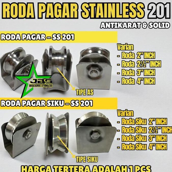RODA PAGAR STAINLESS 201 TIPE AS DAN SIKU RODA PINTU PAGAR STAINLESS SUS 201