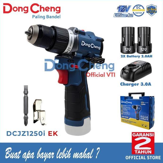 Dongcheng DCJZ1250i EK Mesin Bor Tembok Baterai Cordless Brushless Impact Drill 12V 10MM DCJZ1250i