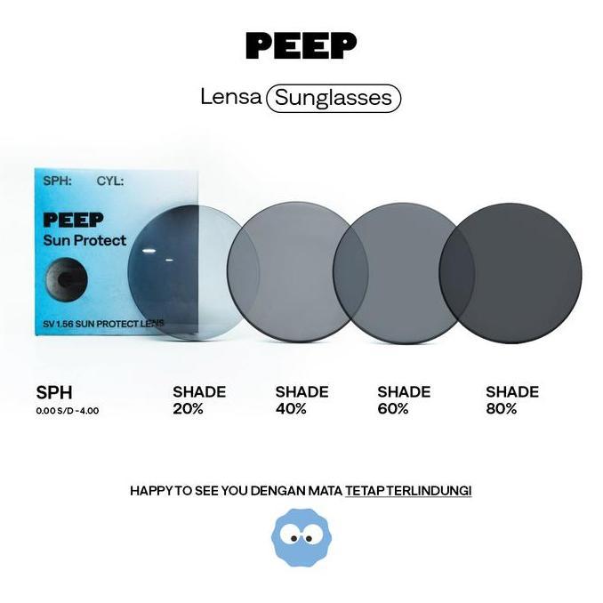 Srios - Peep Eyewear - Lensa Sunglasses Hitam (Mata Normal & Mata Minus) Kacamata