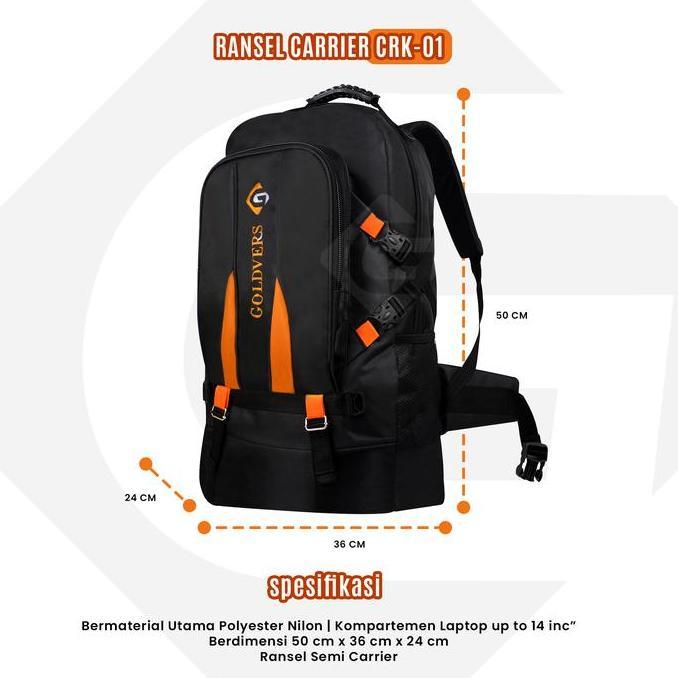 Sval- Tas Ransel Pria Carrier Goldvers Backpack 50L Gunung Hiking Travel Bag