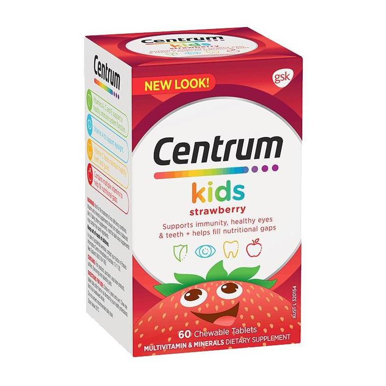 Centrum Kids Multi Vitamin 60 Strawberry Tablets