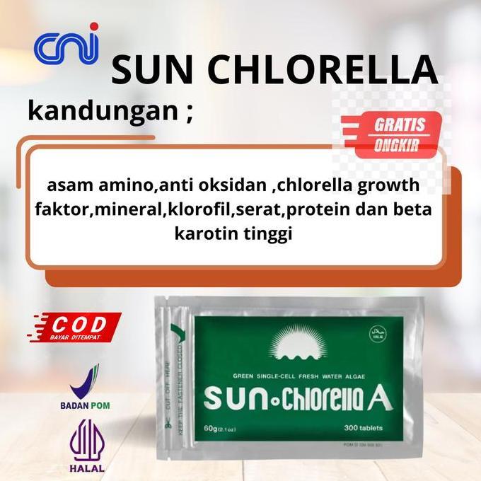 CNI Sun Chlorella A Suplemen Original Import Jepang 300 Tablet Nutrisi Lengkap Asam Amino Antioksida