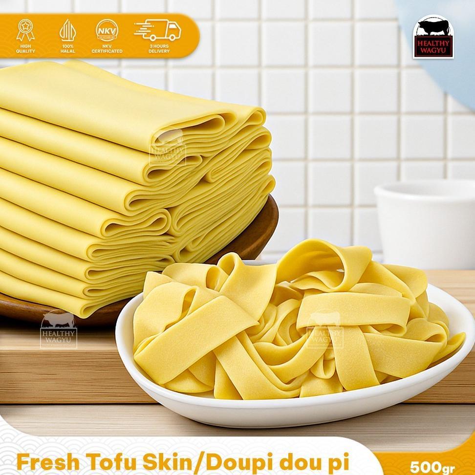 Doupi Dou Pi Tofu Sheet Strip Mie Kulit Tahu Lembaran Halal Premium 500gr Healthy Wagyu Terlaris