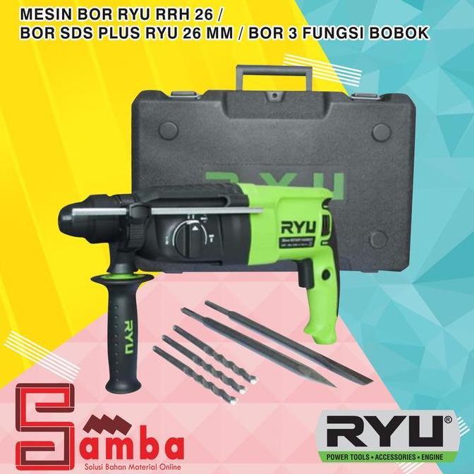 MESIN BOR RYU RRH 26 850 watt / BOR SDS PLUS RYU 26 MM / BOR 3 FUNGSI BOBOK