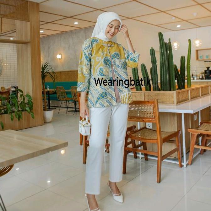 PROMO Blouse Viona _ Baju Batik Wanita Kerja Blouse Batik Kerja Model Bolero BE5T QUALITY